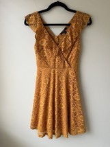 Forever 21 Women Mustard Lace Date Night Cocktail Dress Size Small - $15.83