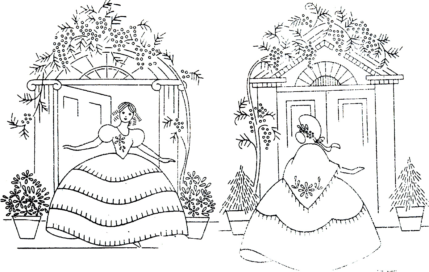 2 Southern Belle / Crinoline Lady embroidery pattern BB  - $5.00