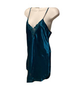 Vintage Intimate Affair NIGHTGOWN Slip DRESS Teal LACE Small ~ Made in USA! - $19.69