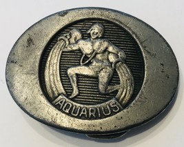Vtg 1976 AQUARIUS Belt Buckle IMC Indiana Metal Craft Astrology Zodiac - £10.06 GBP