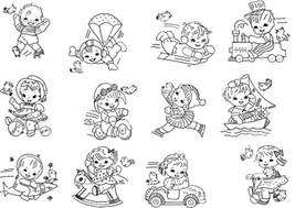Vintage Children at Play Quilt embroidery Pattern  mo7319 - $6.00