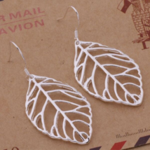 Wire Art Leaf Dangle Earrings Sterling Silver - £8.88 GBP