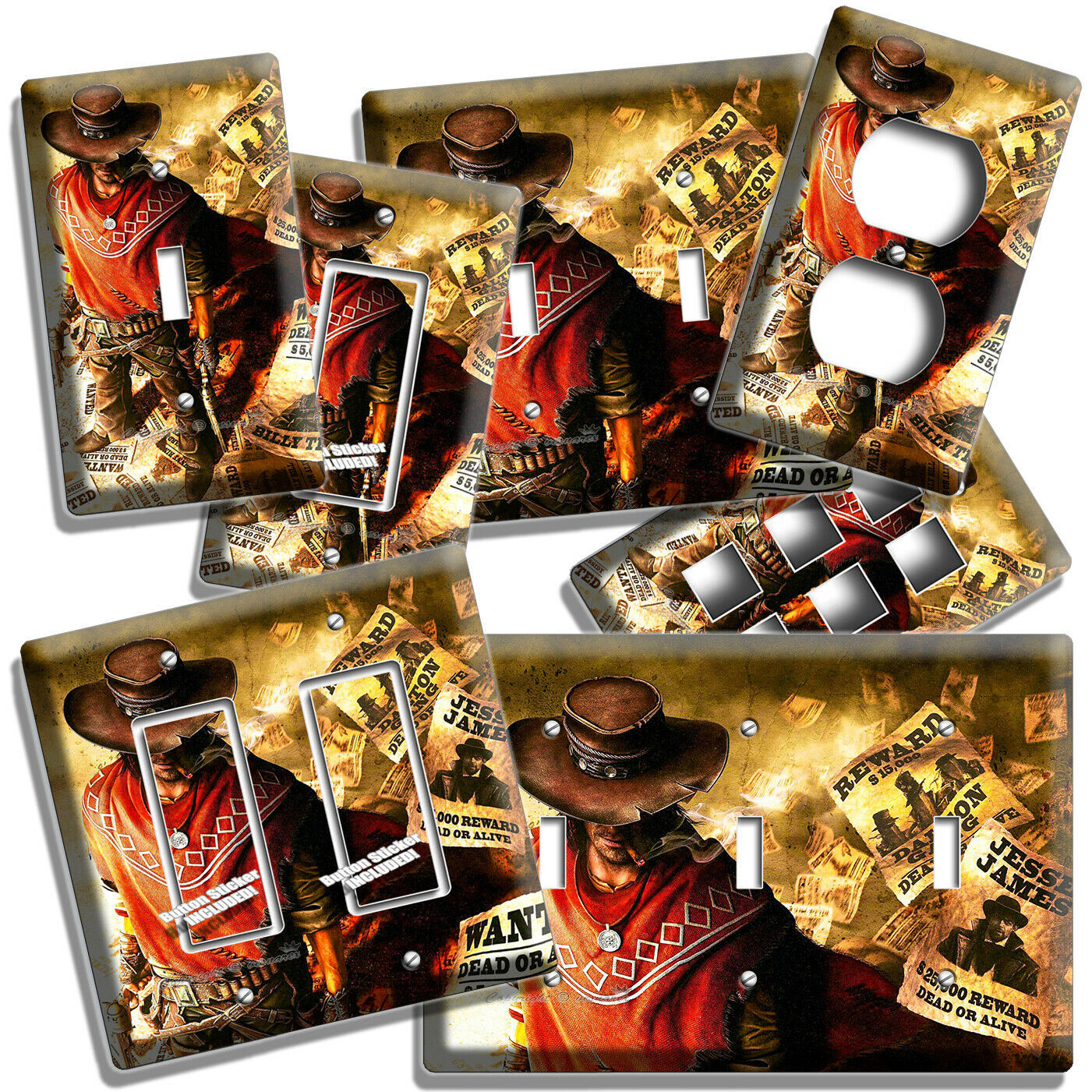 WESTERN OUTLAW COWBOY GANGSTER JESSE JAMES LIGHT SWITCH PLATES OUTLET RO... - $9.09+