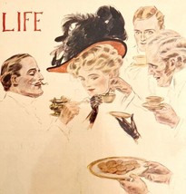 Beautiful Woman With Men Serving Food 1908 Henry Hutt Lithograph Cover Art DWX9 - £22.53 GBP