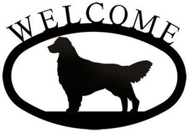 Wrought Iron Welcome Sign Retriever Silhouette Dog Plaque Outdoor Golden Accent - £28.16 GBP