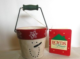 Snowman Bucket Boyds Collectibles Ceramic and Wire 3&quot; - £11.86 GBP