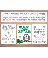 Coloring Cussing Creatures: 40 Instant printable coloring pages for adul... - $3.00