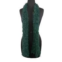 Handmade Green Fuzzy Knit Scarf 64&quot; - £11.62 GBP