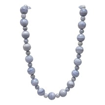 Vintage GSJ 14kt Gold Blue Lace Agate Beaded Necklace 24.5 in - £137.76 GBP