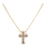 Rhinestone Cross Necklace Gold Tone Faith Jewelry Auralee &amp; Company [Jew... - £15.96 GBP