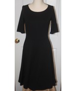 Lands End Women&#39;s Elbow Sleeve Ponte Boatneck Flounce Dress Black New - $951.78 MXN