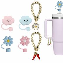 Stanley 4PCS Straw Cover Caps &amp; 2PCS Charm Chains for 30oz/40oz Tumblers - $178.04 MXN