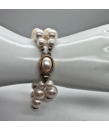 Carol Lee Bracelet Imitation Pearls Knotted String Oval Statement Clasp ... - £14.27 GBP