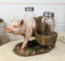 Rustic Animal Farm Barn Porky Pig With Saddlebags Salt Pepper Shakers Ho... - £24.37 GBP
