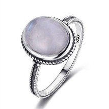 Nasiya Big Oval Natural Moonstone Ring 925  Silver Fine Jewelry Party Weeding Pa - £12.92 GBP