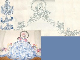 Southern Belle - Crinoline Lady pillowcase crochet &amp; embroidery pattern AB7021   - £3.99 GBP