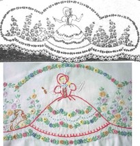 Southern Belle - Crinoline Lady pillowcase crochet & embroidery pattern LW220   - $5.00