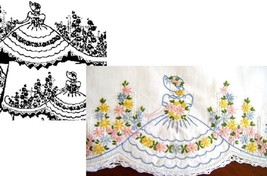 Southern Belle - Crinoline Lady pillowcase crochet &amp; embroidery pattern AB7102 - £3.99 GBP