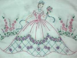 Southern Belle - Crinoline Lady pillowcase embroidery pattern V222   - $5.00