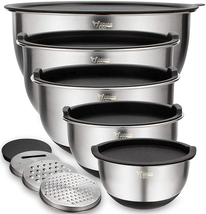 Mixing Bowls with Airtight Lids Set, 5PCS Stainless Steel Nesting Bowls ... - $42.02