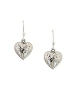 Silver Tone Heart Charm Earring with Floral Design [Jewelry] - $19.01 CAD