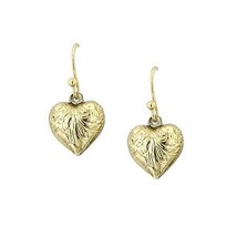Gold Tone Etched Heart Shape Earrings [Jewelry] - £11.07 GBP