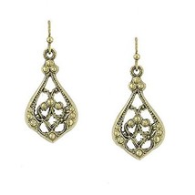 Gold Tone Filigree Dangle Earrings [Jewelry] - $241.27 MXN
