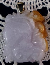 Stunning Sculpted  Lavender Jade Pendant with Gold Bale Nice Details - £206.42 GBP