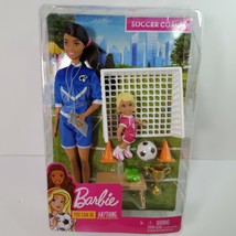 Barbie Soccer Coach Playset Brunette Doll Kid Child Trophy You Can Be Anything - $18.69