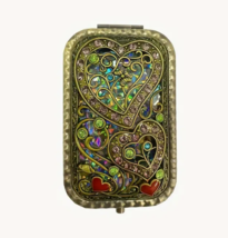 Vintage Handheld Compact Foldable Mirror - Beautiful Heart Design - Ideal Gift - £15.02 GBP