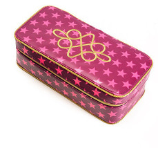 MAC M.A.C. Cosmetic Make-up Bag Train Case Red/Pink Stars PVC Faux Leath... - $30.70