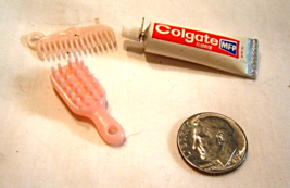 Miniature Vintage Bathroom Set Brush, Comb, Colgate Toothpaste - $14.99