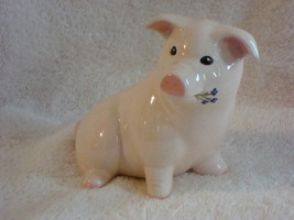 Pale Pink Piggy Bank With Violets - $15.00