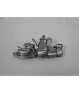 Tea Set Pin Brooch Vintage JJ Jonette  Antiqued Pewter - $146.87 MXN