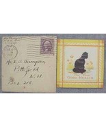 vintage greeting card dye cut cat 1932  - £11.06 GBP