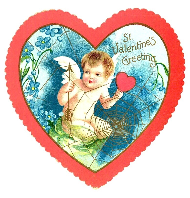 Primary image for Victorian die cut Valentine heart cupid antique vintage greeting card