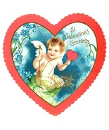 Victorian die cut Valentine heart cupid antique vintage greeting card - £10.97 GBP