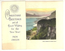 Oregon photo Christmas greeting card vintage Crown Point - $14.00