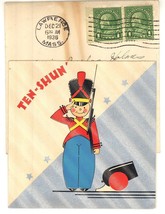 Toy Soldier cannon vintage Christmas greeting card cannon  - £11.00 GBP