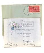 Happy Birthday vintage greeting card 1925 flowers postal cover - €11,90 EUR