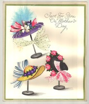 Gibson vintage Moter&#39;s Day greeting card 3-D hats mechanical  - £11.16 GBP