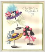 Gibson vintage Moter's Day greeting card 3-D hats mechanical  - $14.00
