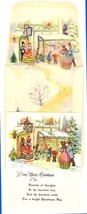 Christmas card fancy envelope 18th Ct scene colorful vintage old England... - £10.95 GBP