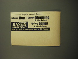 1960 Basin Street East Club Ad - Johnnie Ray, George Shearing, Quincy Jones - £11.95 GBP