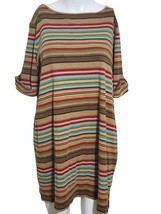 Lauren Ralph Lauren Women Bayadere Stripe Roll Tab Sleeve Cotton Dress  3X - £26.02 GBP