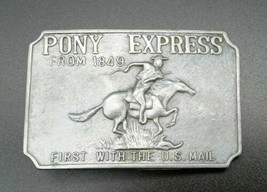 Vintage Pony Express Belt Buckle Metal First With The US Mail Horse Cowboy - £14.85 GBP