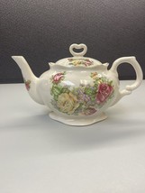 Vintage Porcelain Rose Floral Tea Pot Crowne Oaks Designs Made in England - $24.67