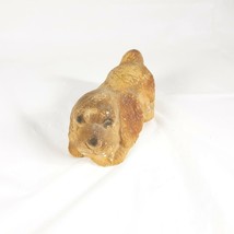 Small Plaster Dog Brown Chalk Vintage Figurine - £19.61 GBP