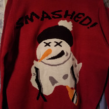 Sweater Santa&#39;s Ugly Christmas Sweater Red Smashed Snowman Size Medium - £14.23 GBP