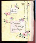 Belated birthday card vintage Rust Craft flowers silver parchment - €11,90 EUR